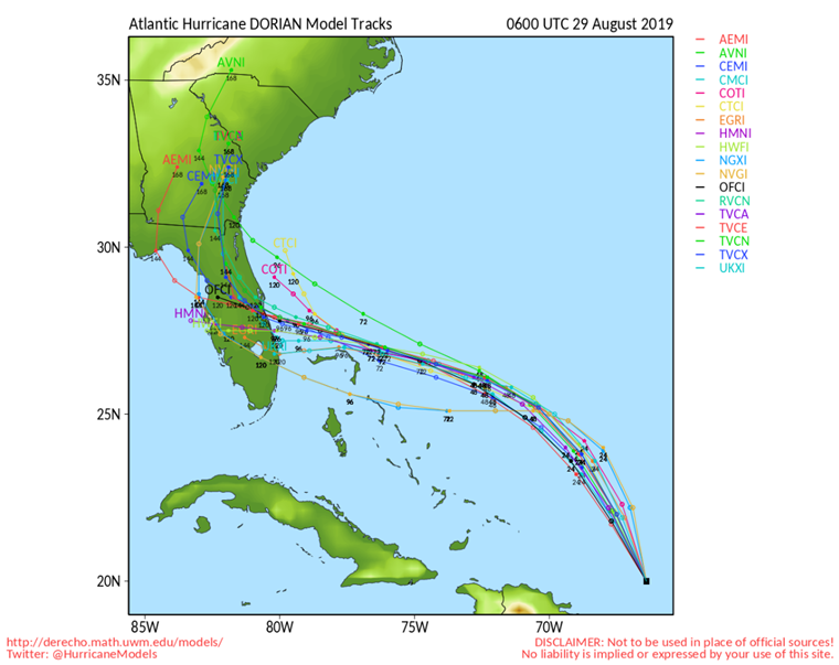 Weather Sentinel: Hurricane Dorian - Confidence increasing for Florida ...