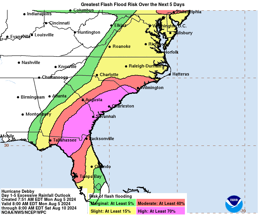 flash flood risk in next 5 days